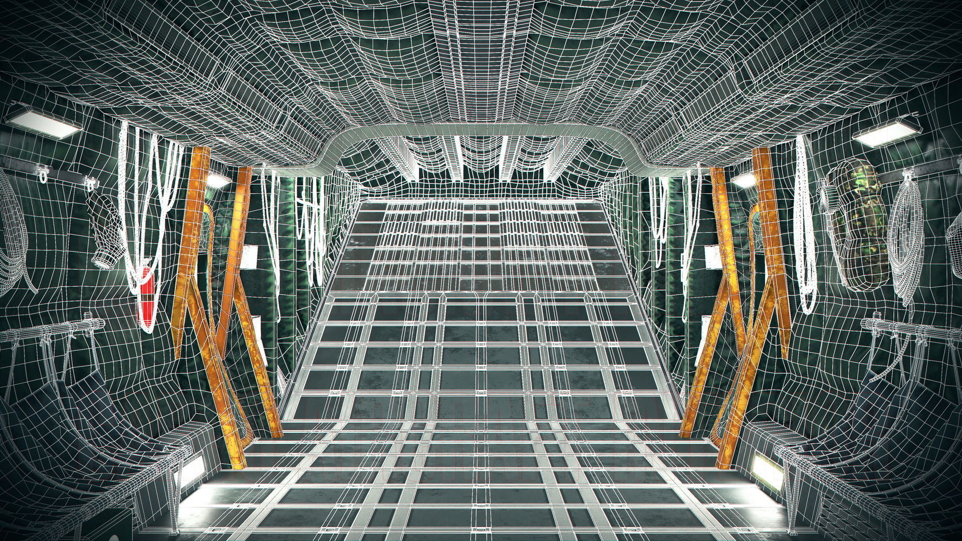 Aircraft Interior Cargo C-130 Hercules PBR Low-poly 3D model_25