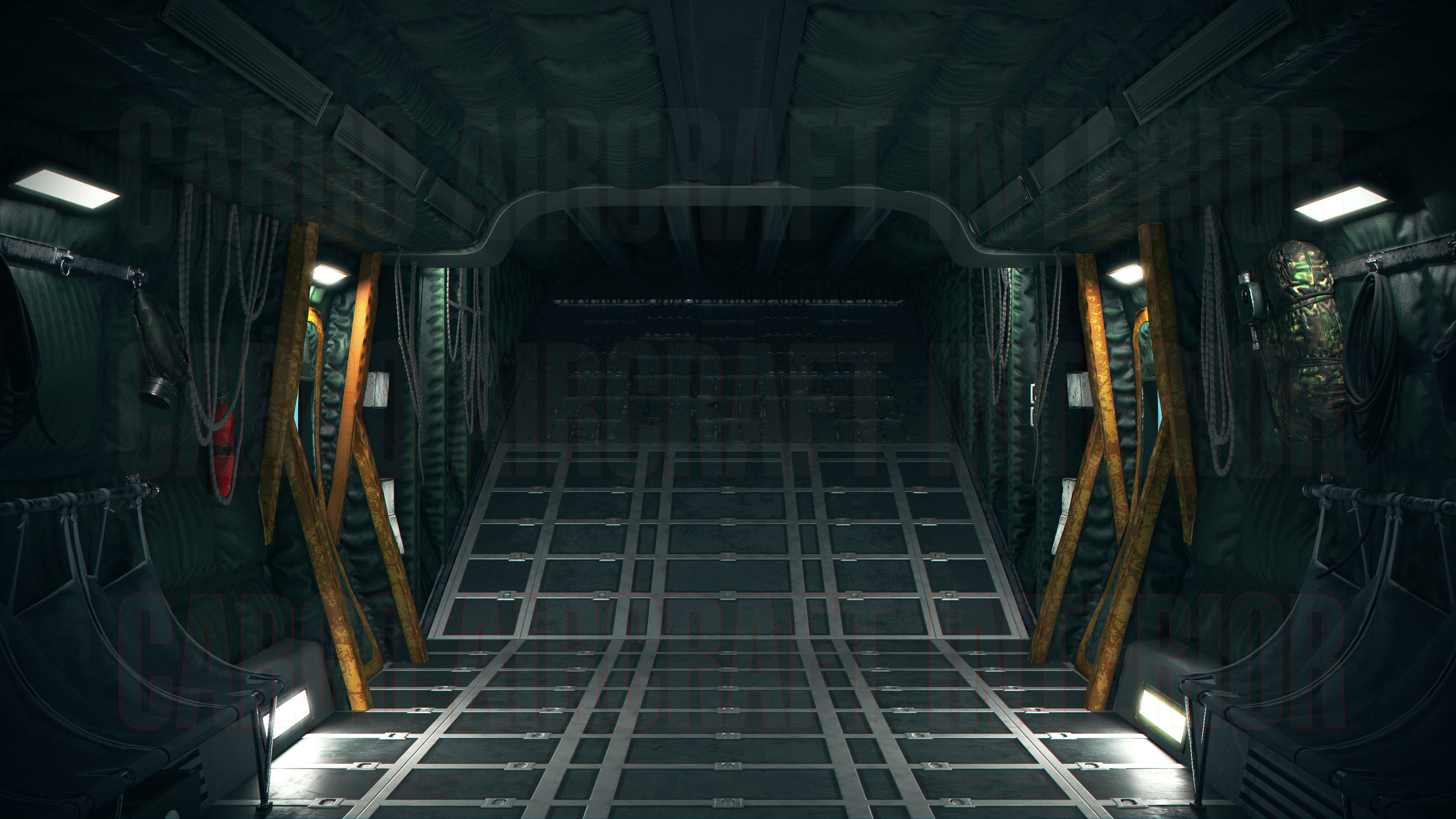 Aircraft Interior Cargo C-130 Hercules PBR Low-poly 3D model_5