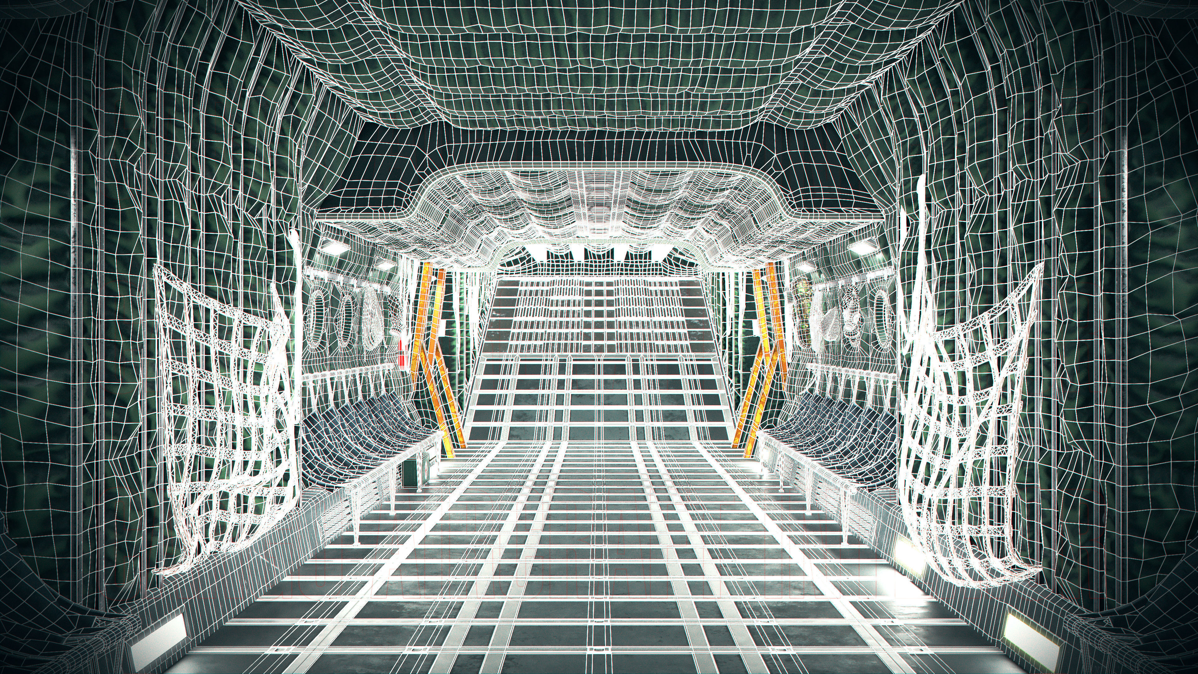 Aircraft Interior Cargo C-130 Hercules PBR Low-poly 3D model_16