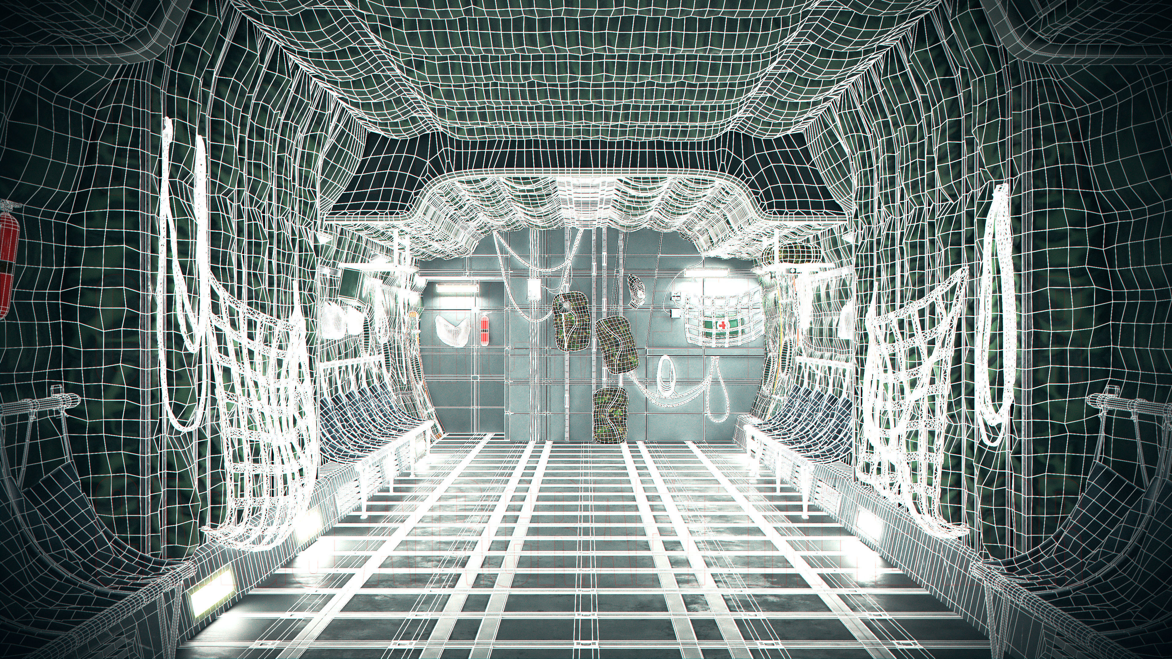 Aircraft Interior Cargo C-130 Hercules PBR Low-poly 3D model_17