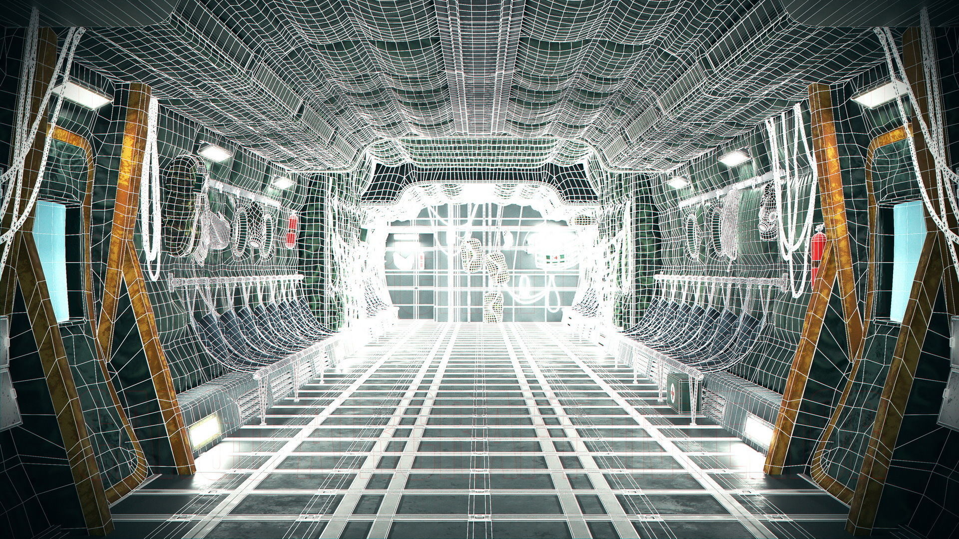 Aircraft Interior Cargo C-130 Hercules PBR Low-poly 3D model_26