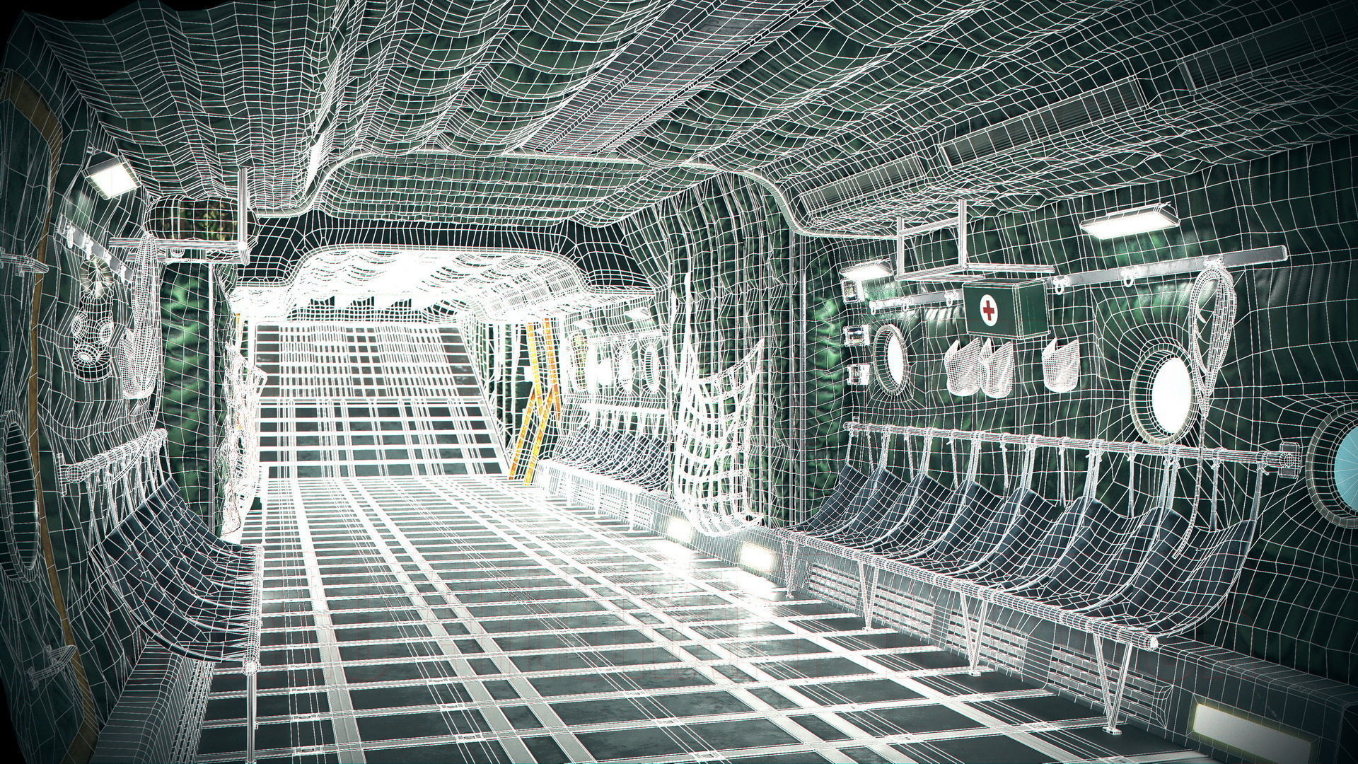 Aircraft Interior Cargo C-130 Hercules PBR Low-poly 3D model_28