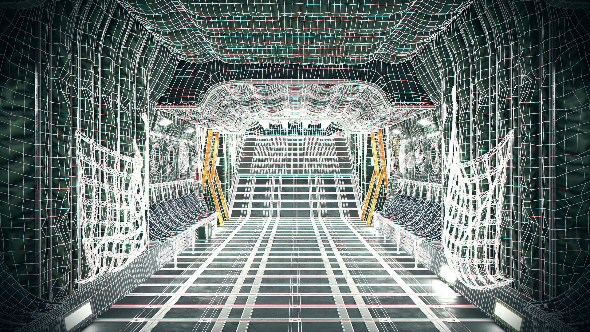 Aircraft Interior Cargo C-130 Hercules PBR Low-poly 3D model_21