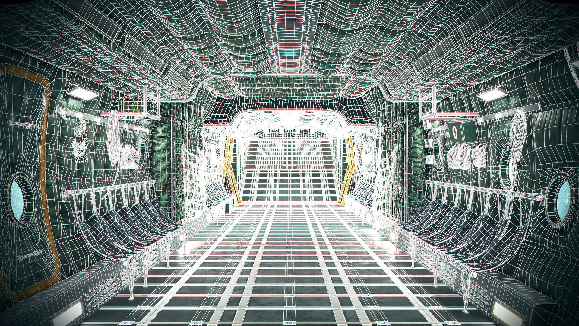 Aircraft Interior Cargo C-130 Hercules PBR Low-poly 3D model_22