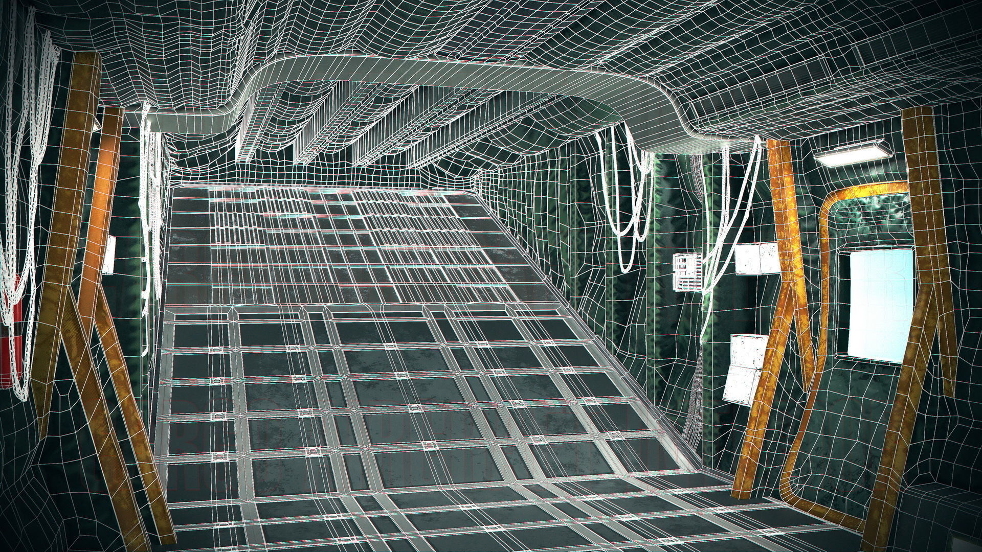 Aircraft Interior Cargo C-130 Hercules PBR Low-poly 3D model_27