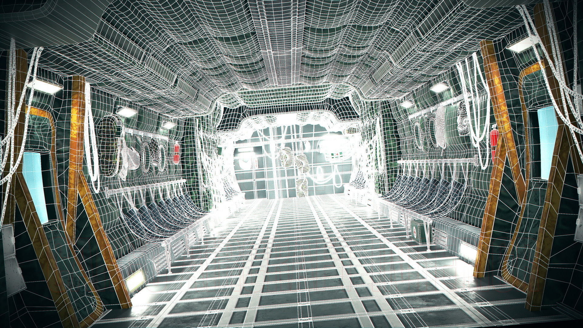 Aircraft Interior Cargo C-130 Hercules PBR Low-poly 3D model_19