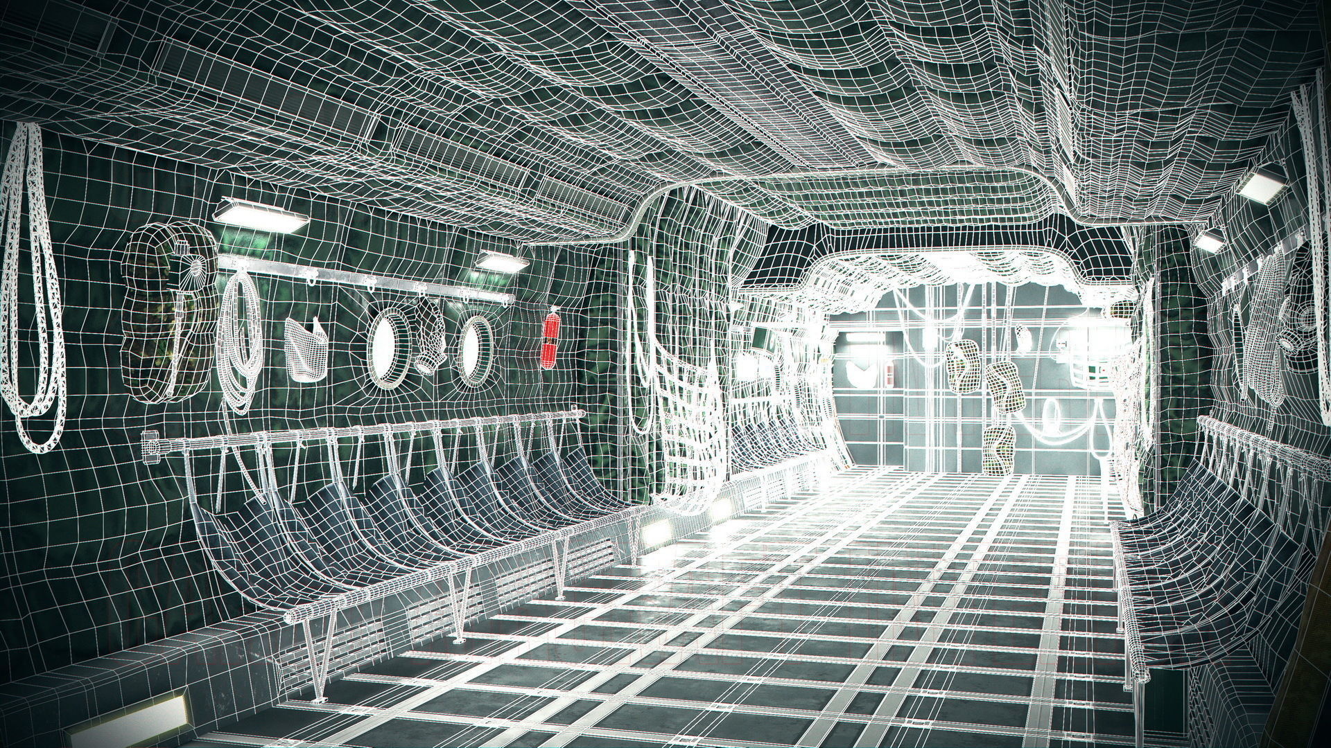 Aircraft Interior Cargo C-130 Hercules PBR Low-poly 3D model_23