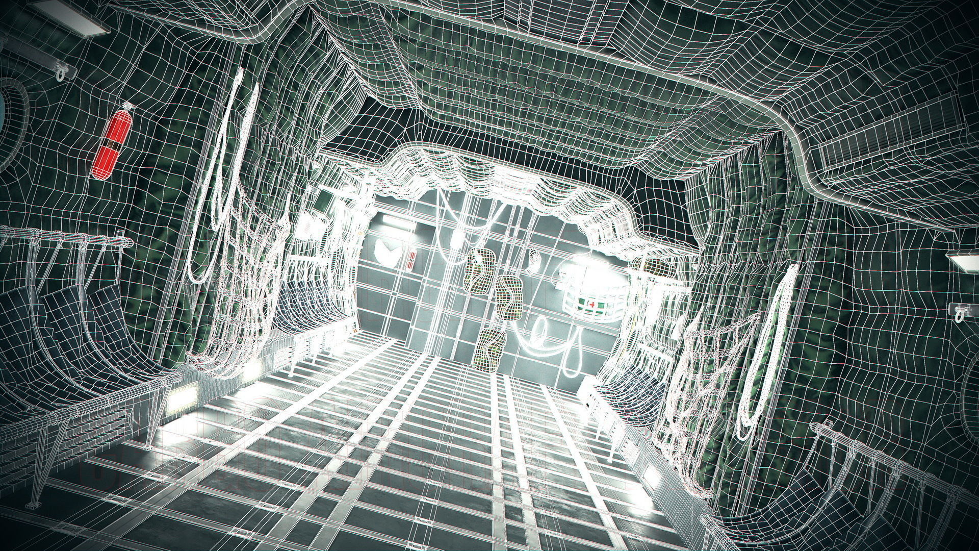 Aircraft Interior Cargo C-130 Hercules PBR Low-poly 3D model_29