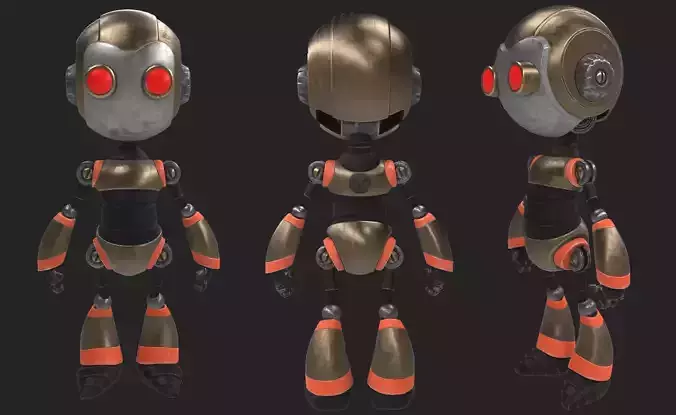 Robot with eyes Low-poly 3D model