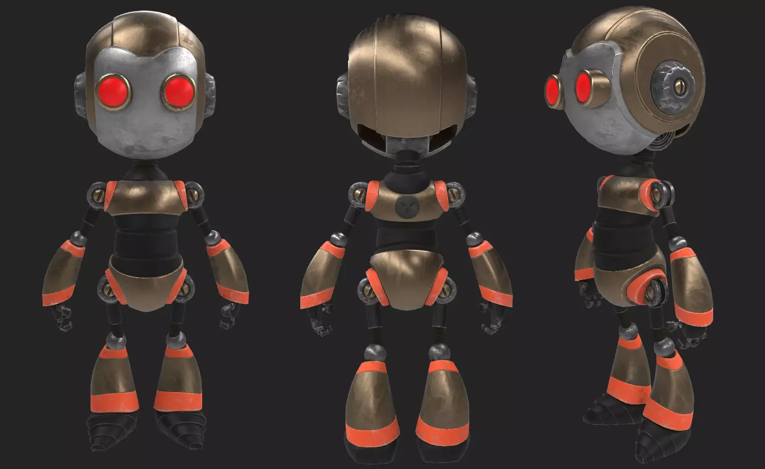 Robot with eyes Low-poly 3D model_0