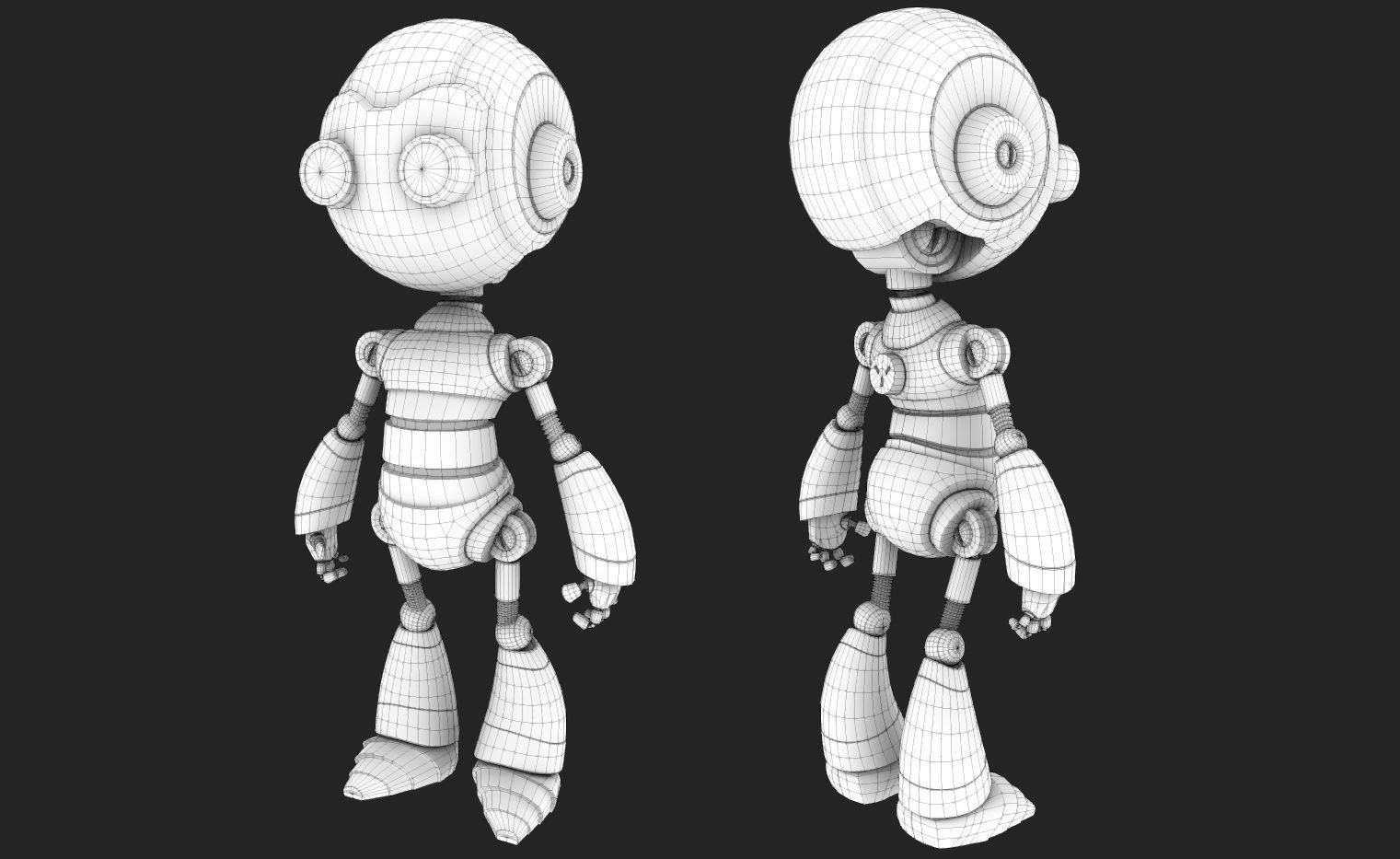 Robot with eyes Low-poly 3D model_3