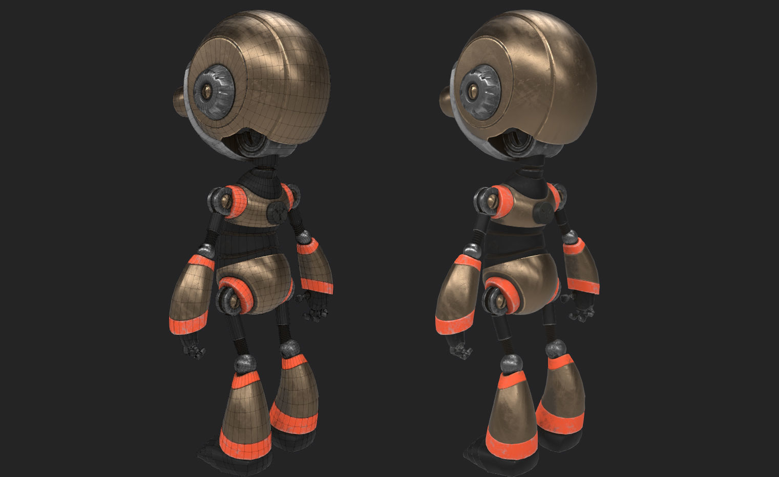 Robot with eyes Low-poly 3D model_2