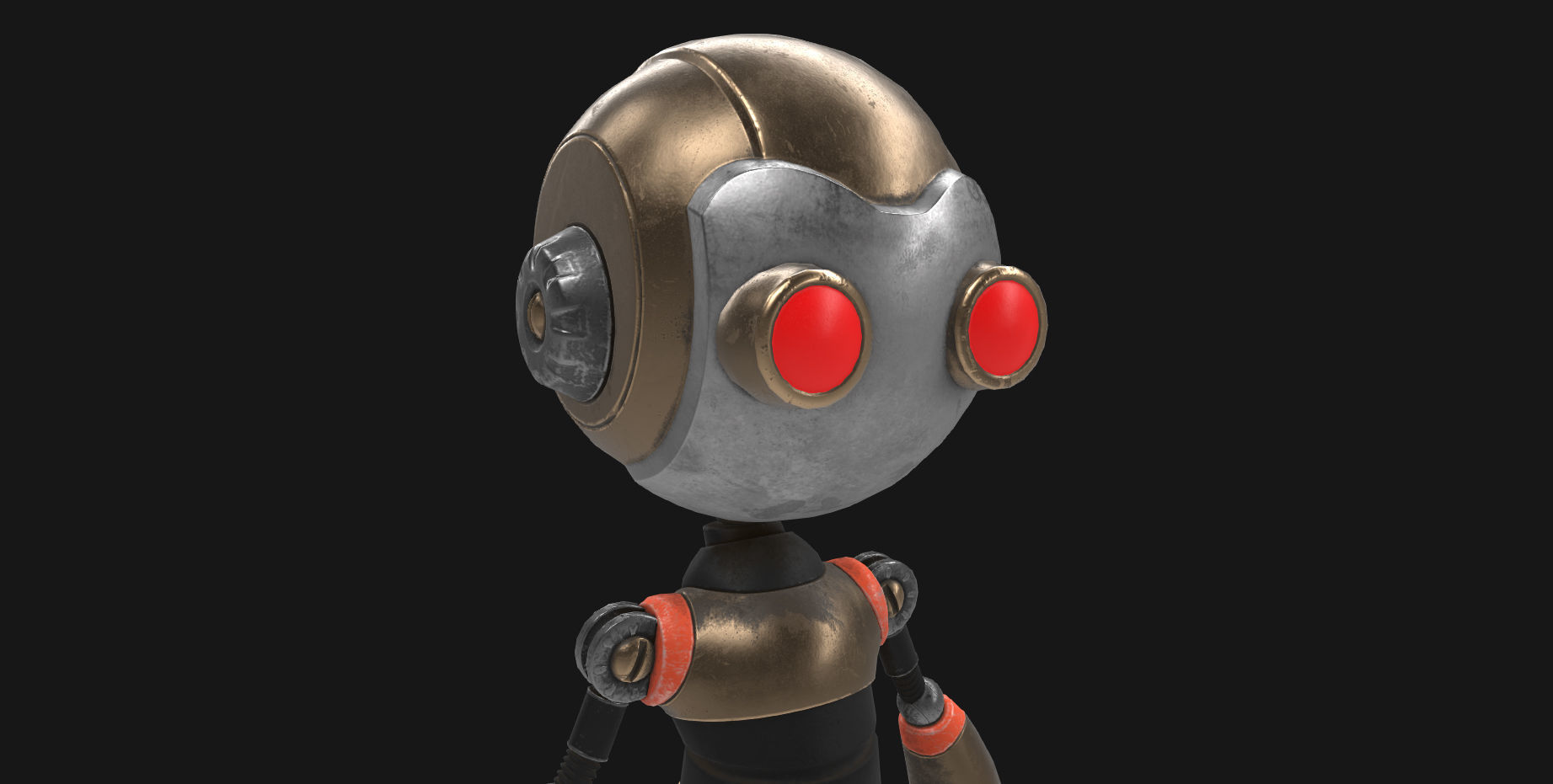 Robot with eyes Low-poly 3D model_5