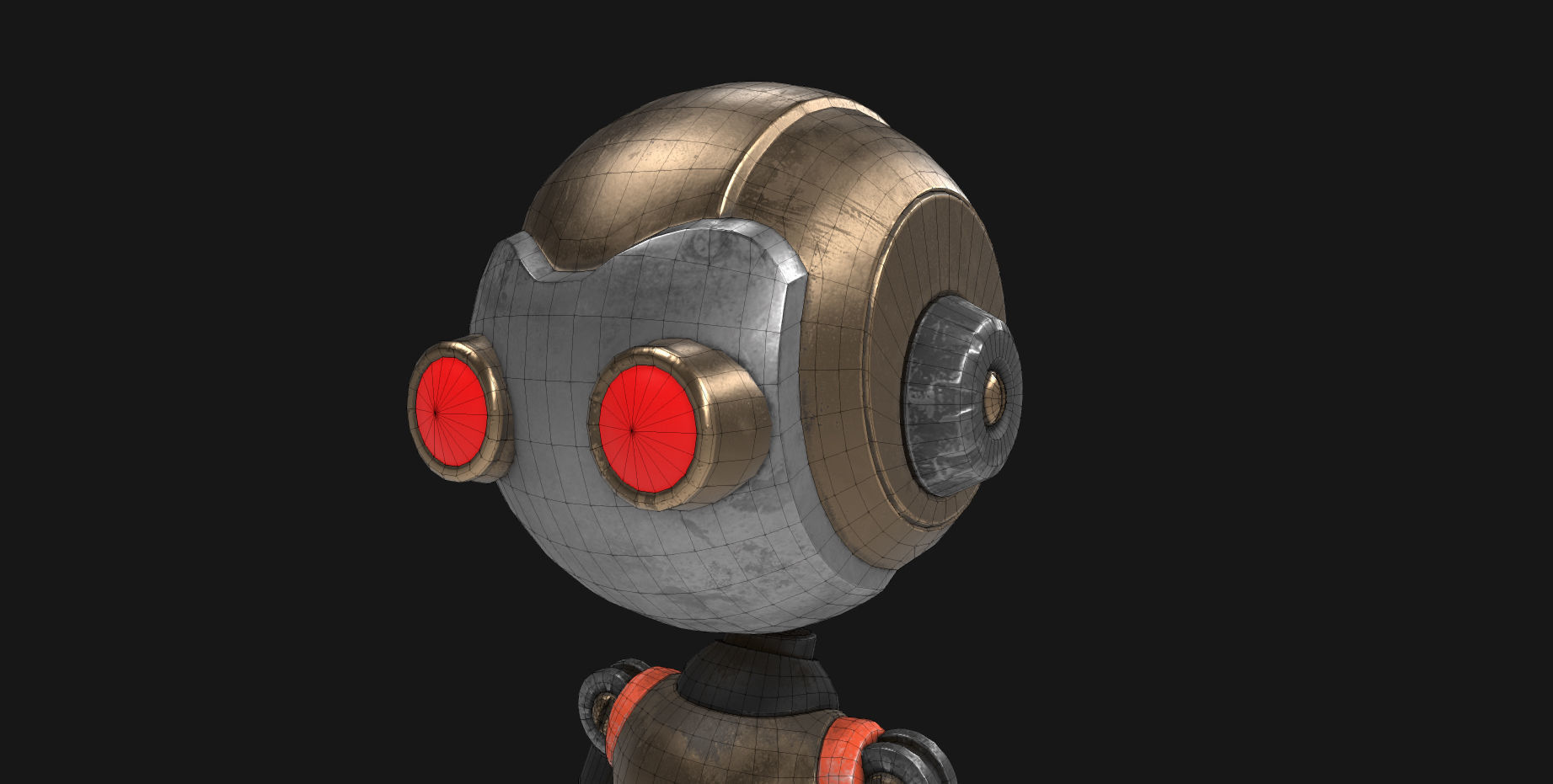Robot with eyes Low-poly 3D model_9