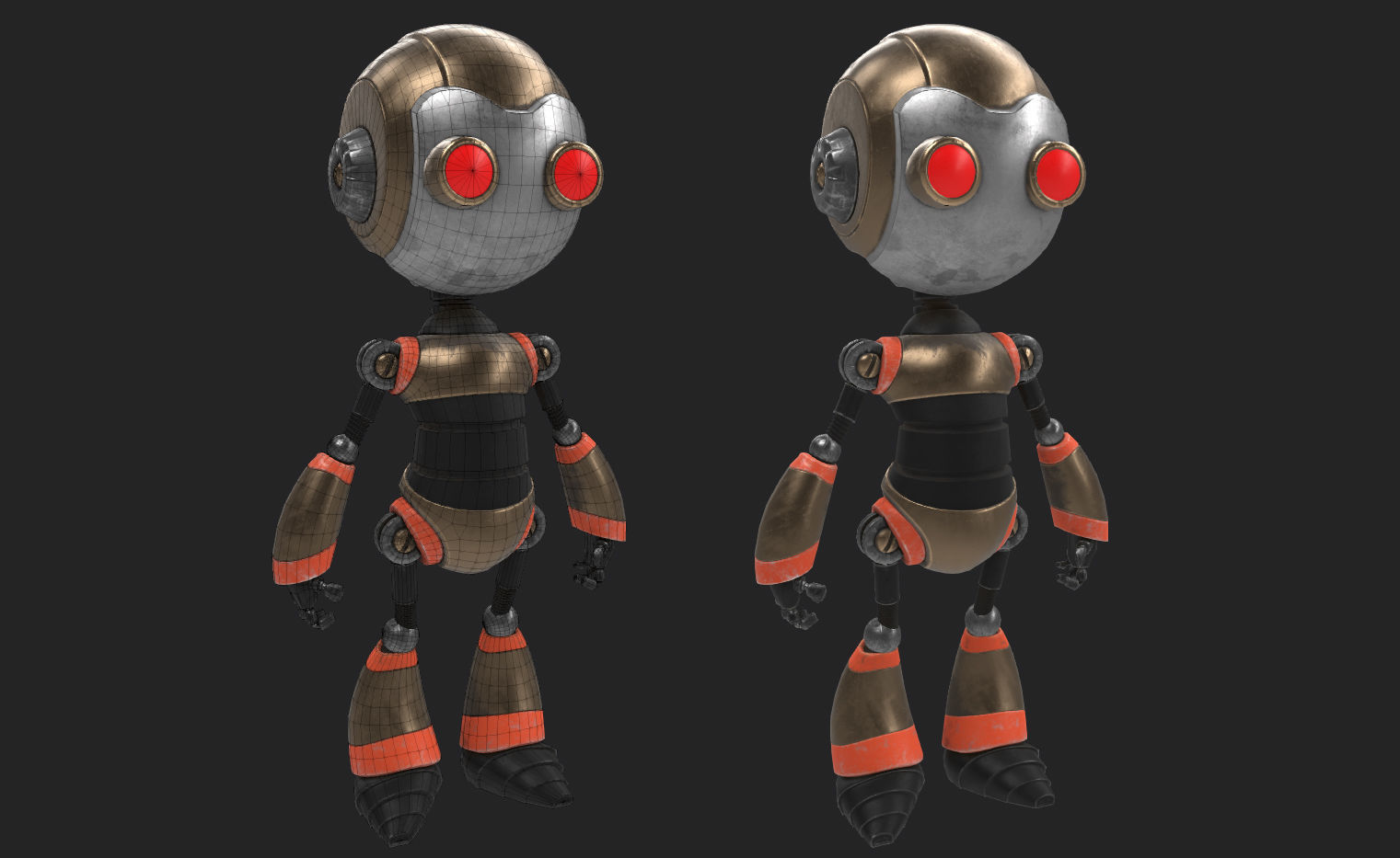 Robot with eyes Low-poly 3D model_1