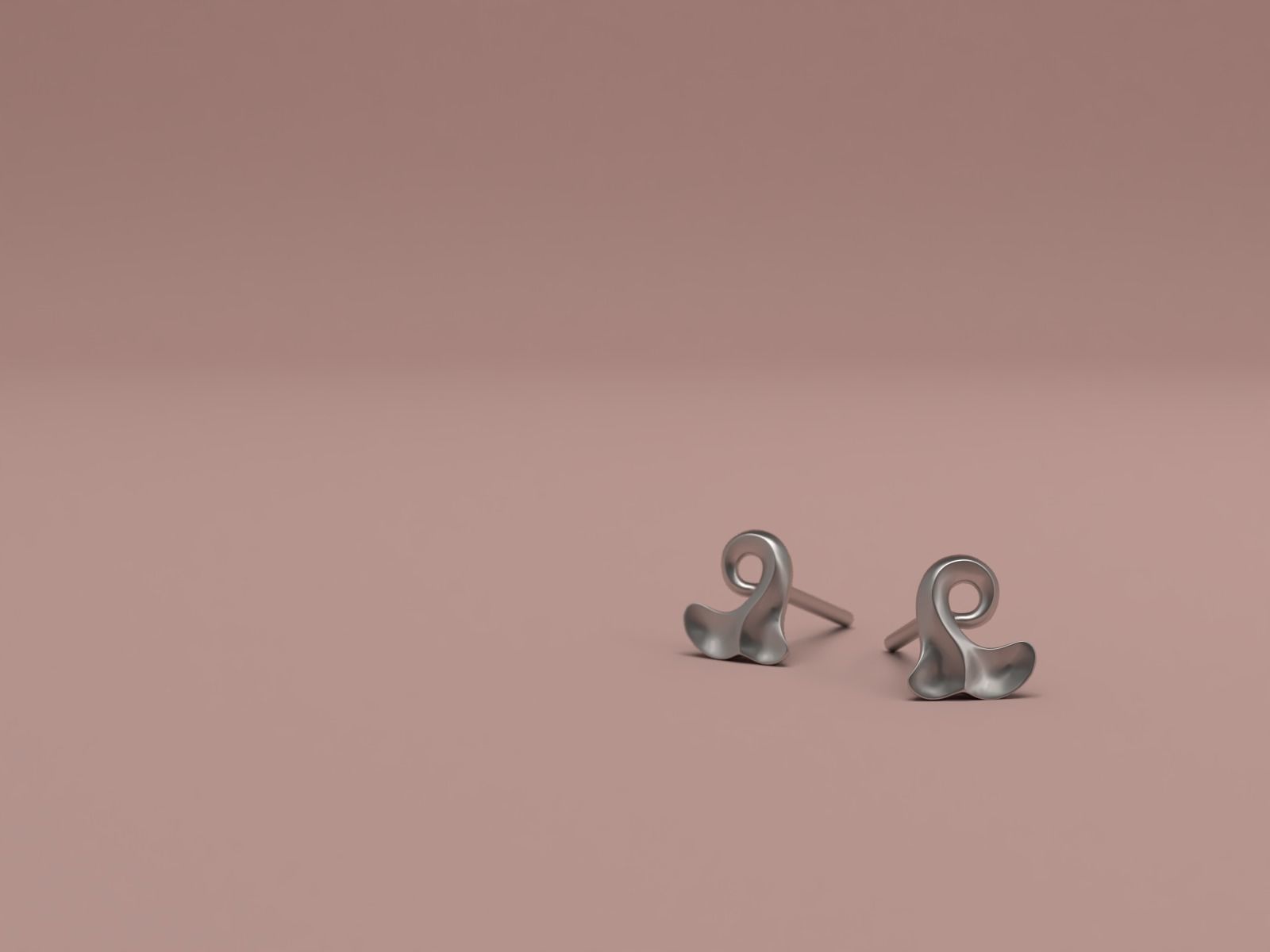 Thin baroque pattern earrings 3D print model_2