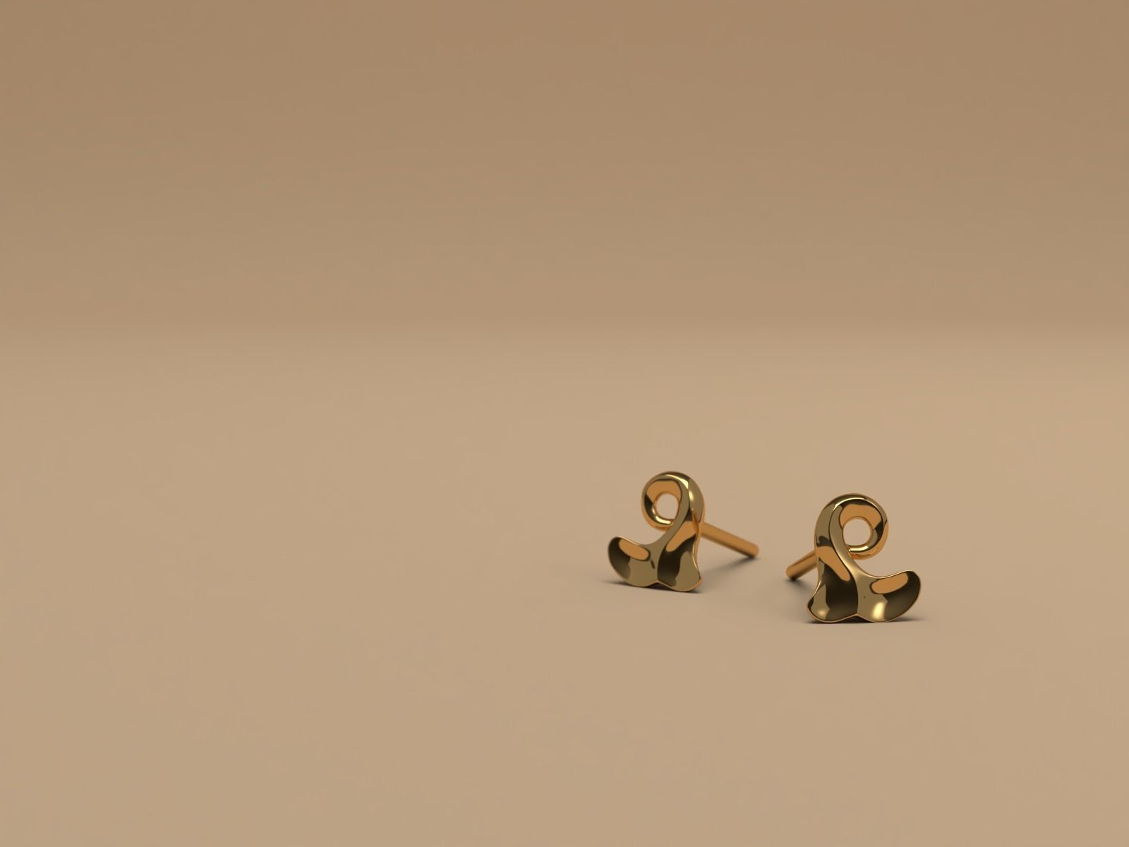 Thin baroque pattern earrings 3D print model_1