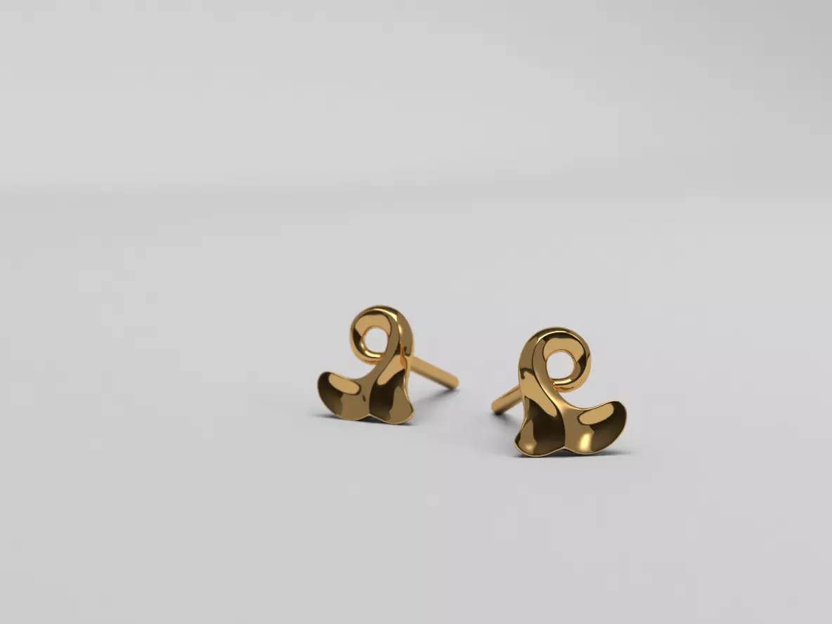 Thin baroque pattern earrings 3D print model_0