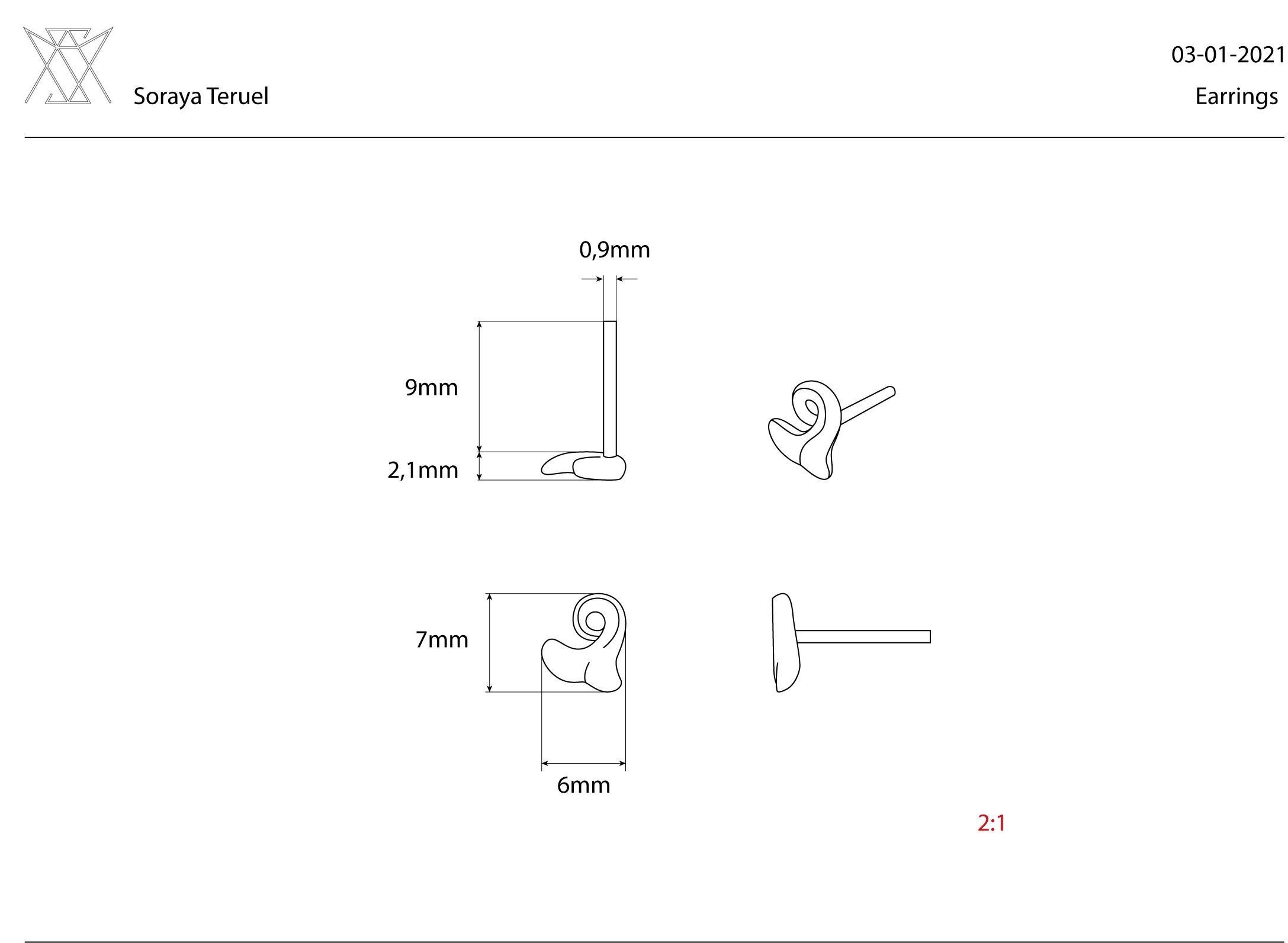 Thin baroque pattern earrings 3D print model_6