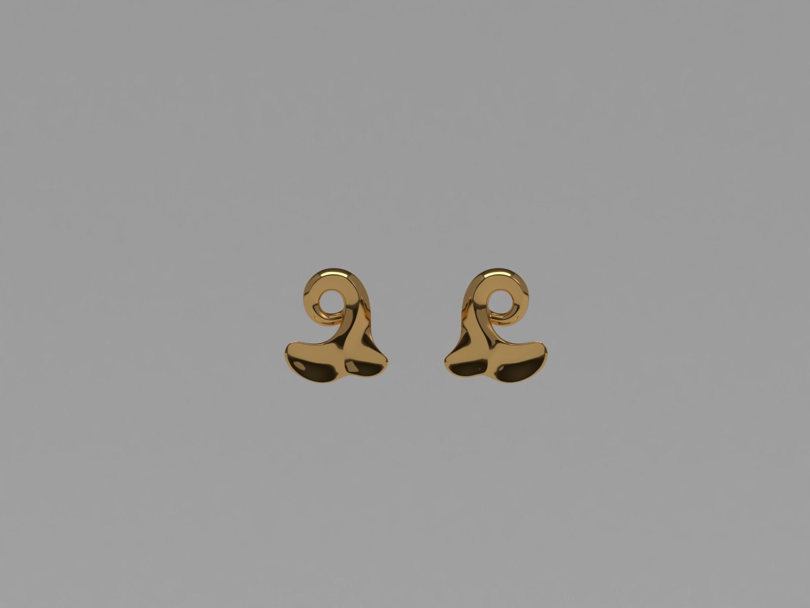 Thin baroque pattern earrings 3D print model_3