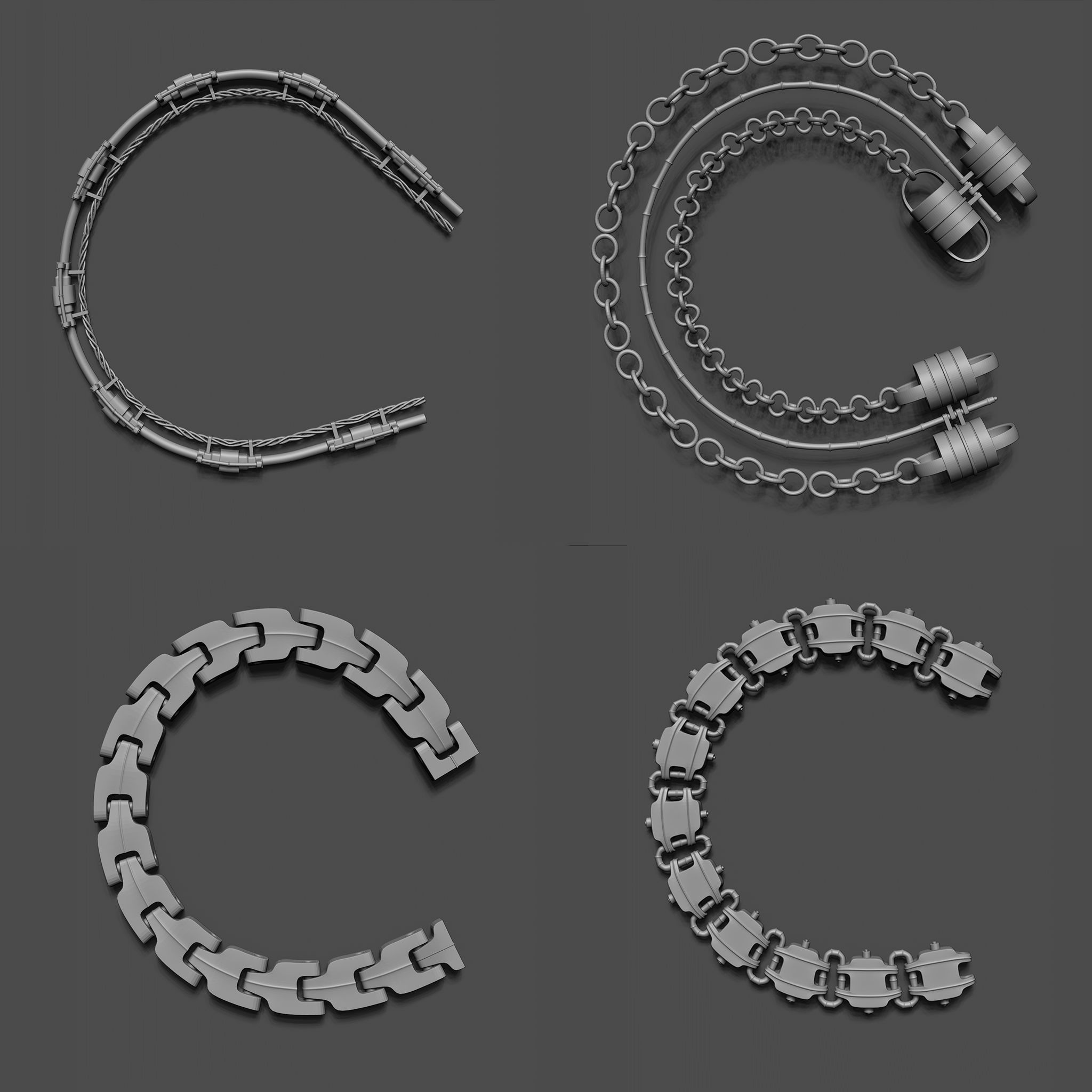 100 Sci Fi IMM Curve Brushes VOL 2 Low-poly 3D model_4