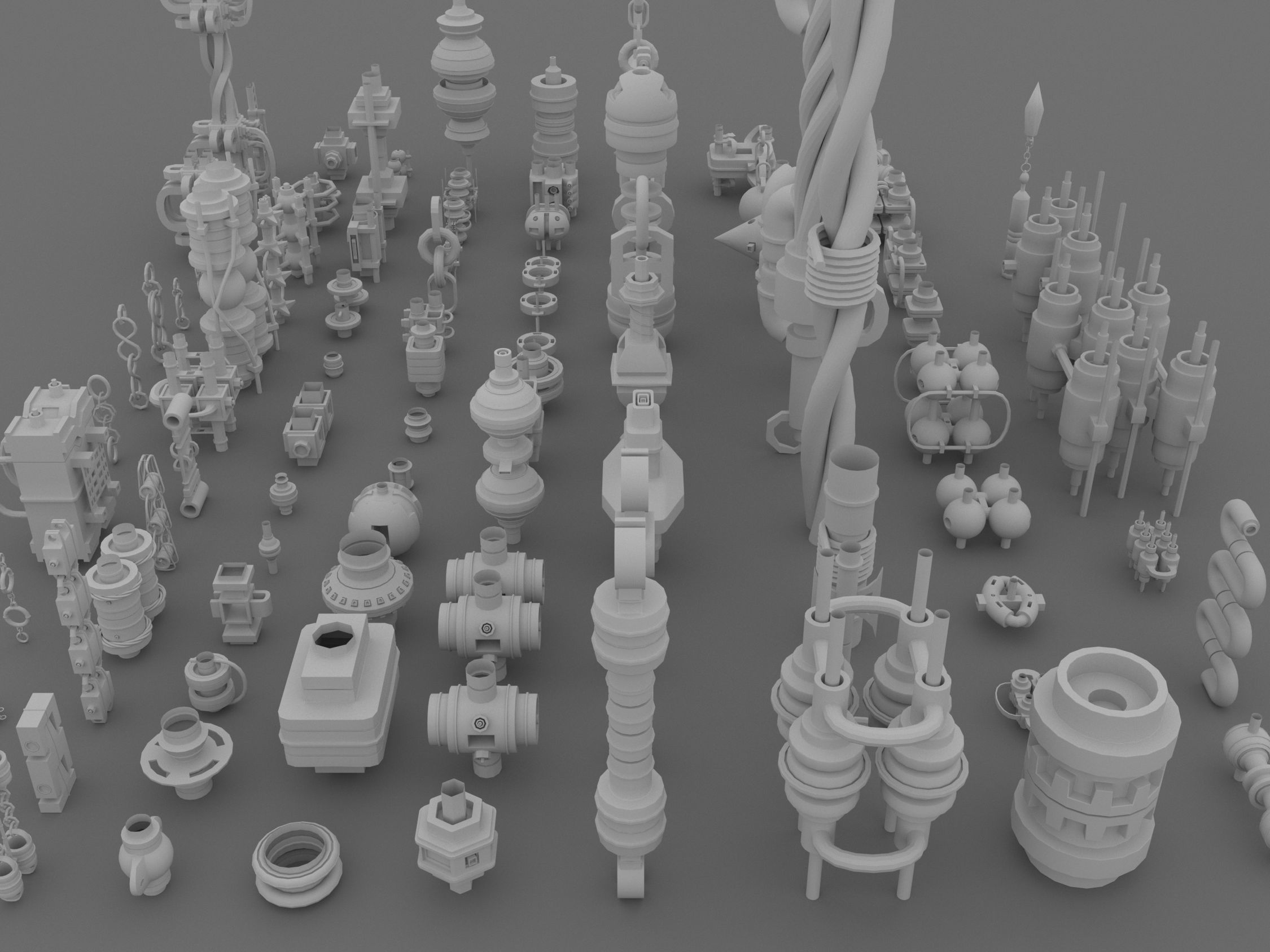 100 Sci Fi IMM Curve Brushes VOL 2 Low-poly 3D model_22