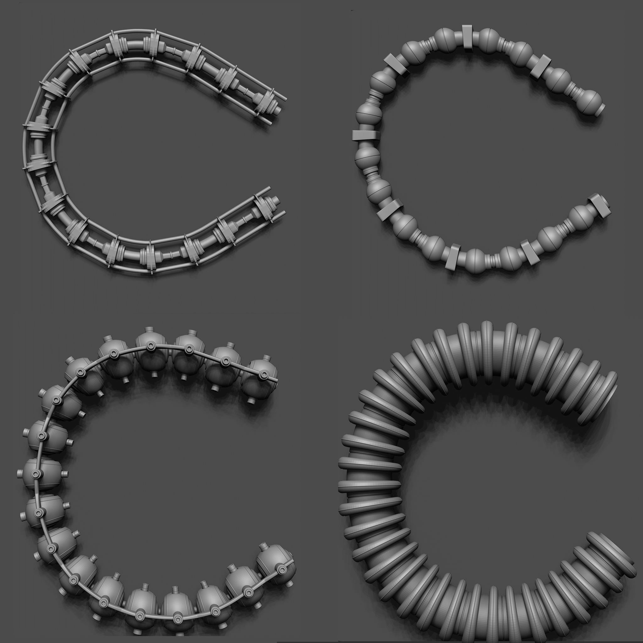 100 Sci Fi IMM Curve Brushes VOL 2 Low-poly 3D model_10