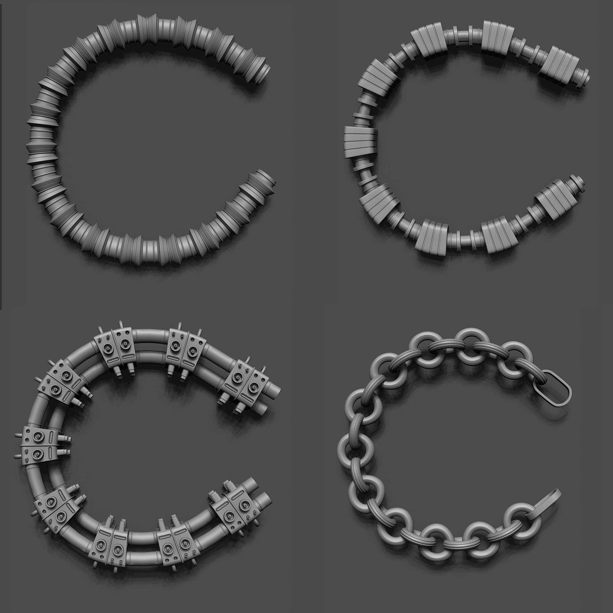 100 Sci Fi IMM Curve Brushes VOL 2 Low-poly 3D model_12