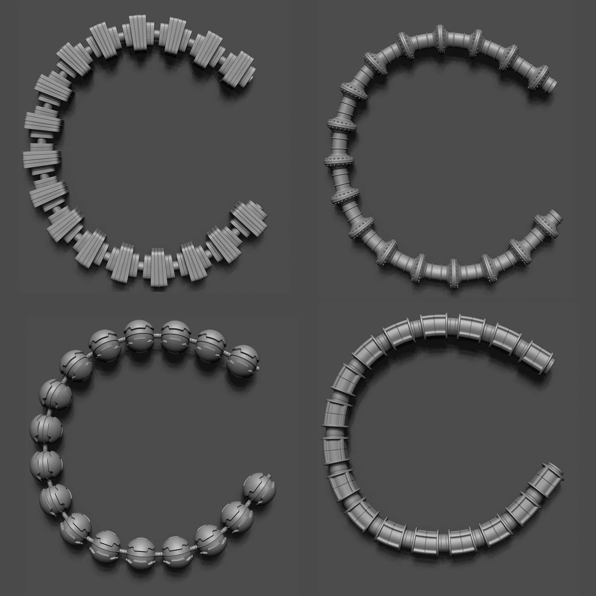 100 Sci Fi IMM Curve Brushes VOL 2 Low-poly 3D model_11