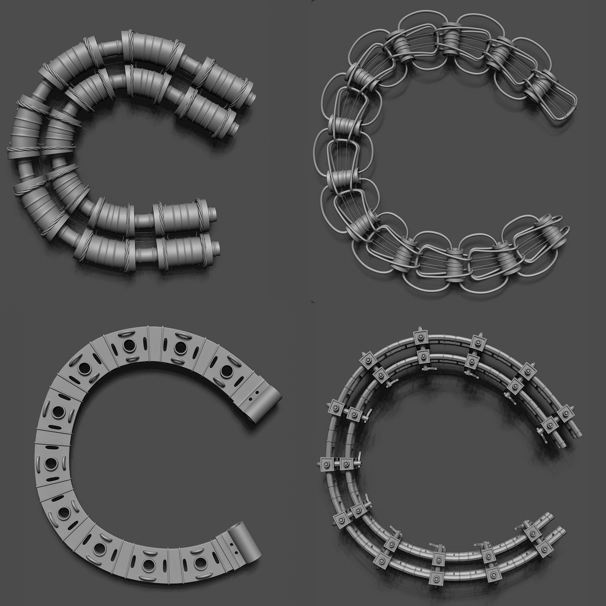 100 Sci Fi IMM Curve Brushes VOL 2 Low-poly 3D model_5