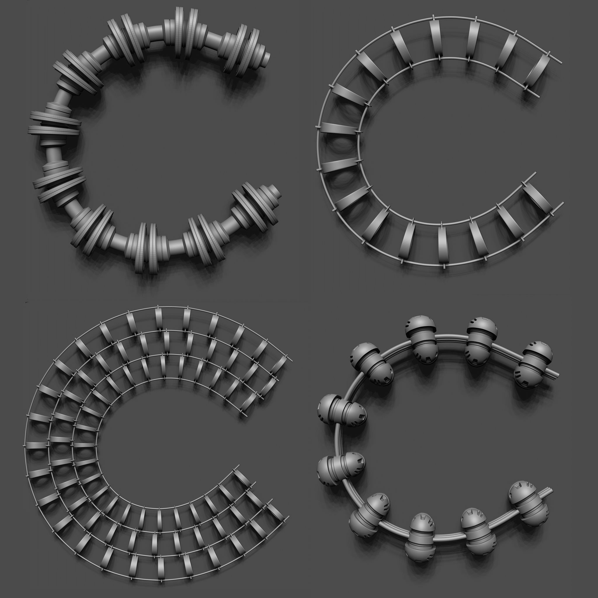 100 Sci Fi IMM Curve Brushes VOL 2 Low-poly 3D model_15