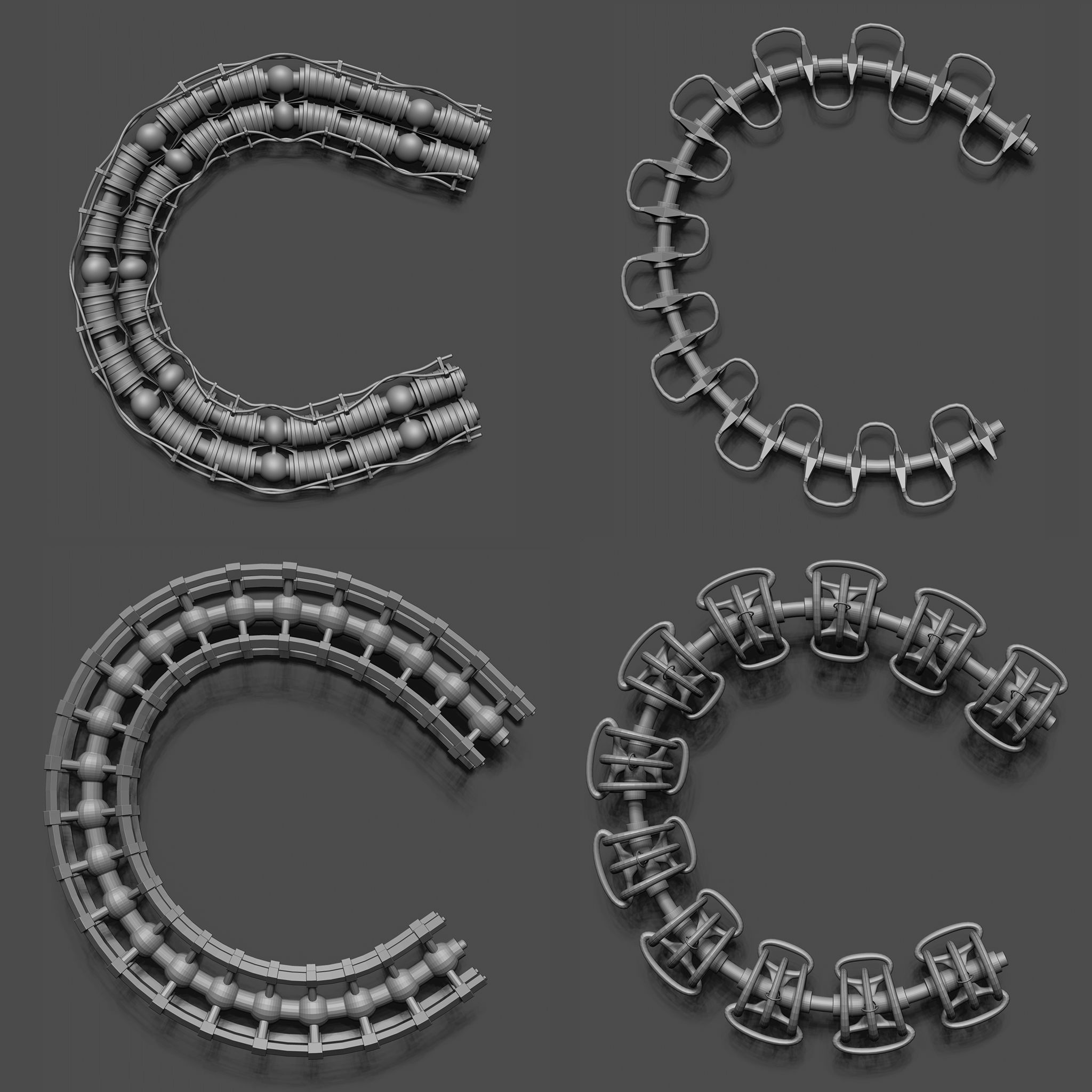 100 Sci Fi IMM Curve Brushes VOL 2 Low-poly 3D model_6