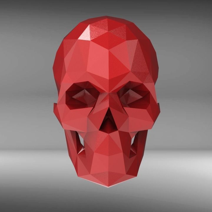 Low Poly Skull STL for 3D print model_1