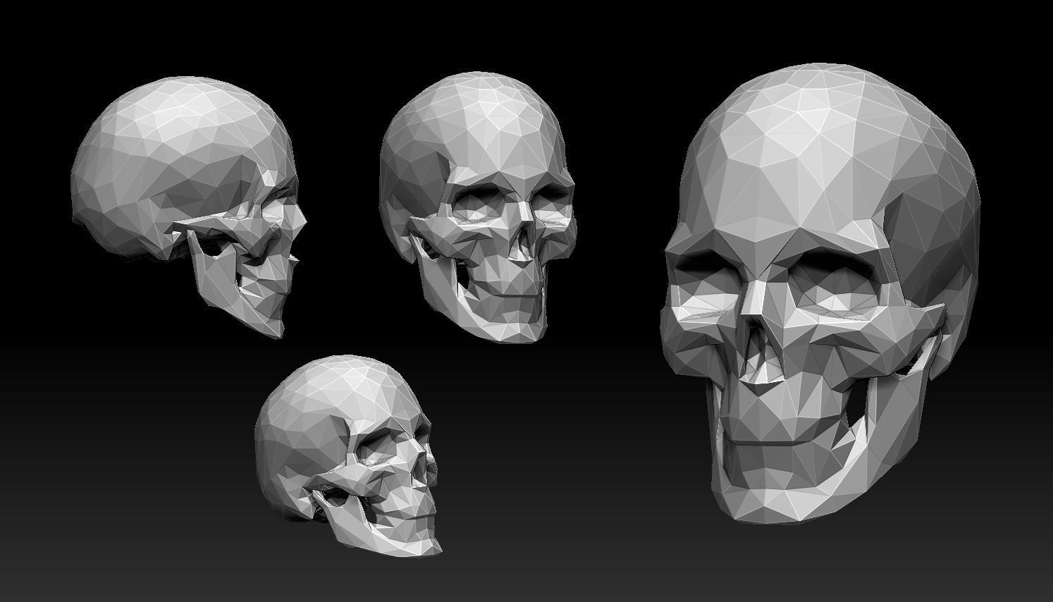Low Poly Skull STL for 3D print model_7