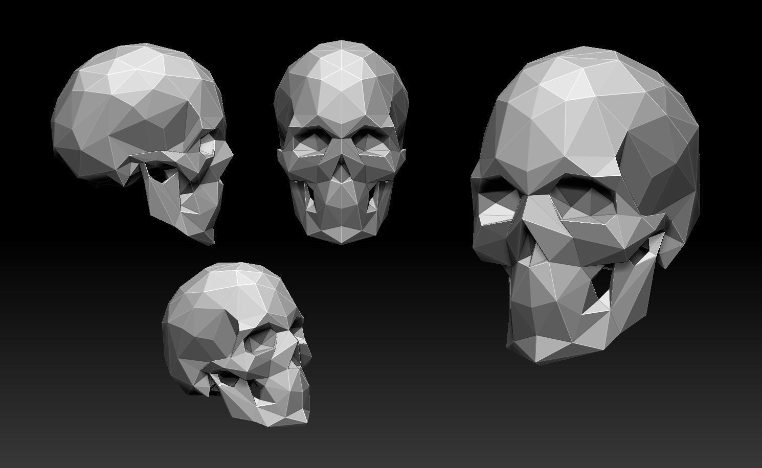 Low Poly Skull STL for 3D print model_6