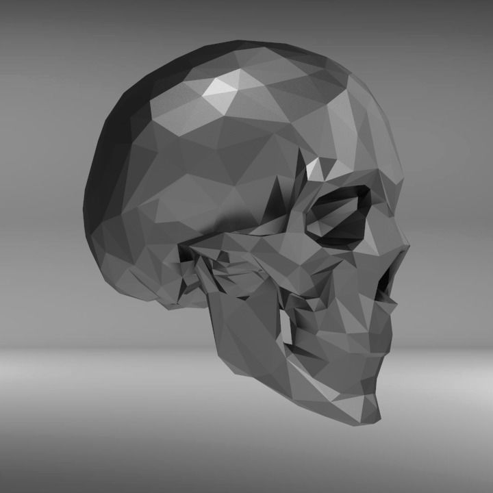 Low Poly Skull STL for 3D print model_5