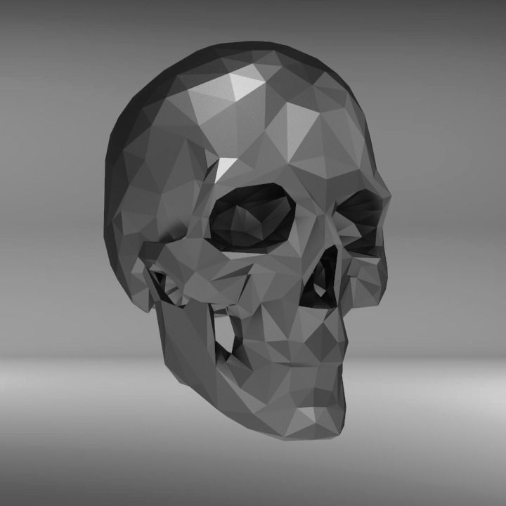 Low Poly Skull STL for 3D print model_3