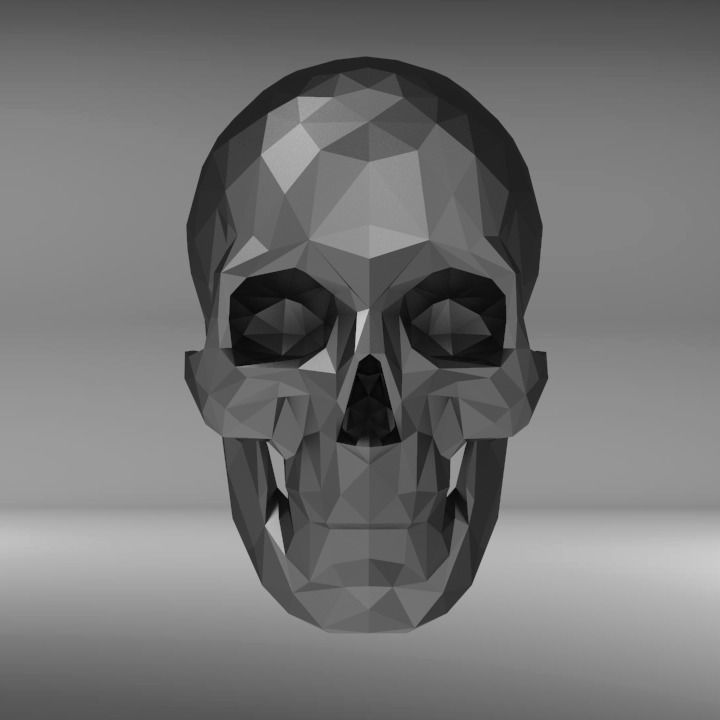 Low Poly Skull STL for 3D print model_4