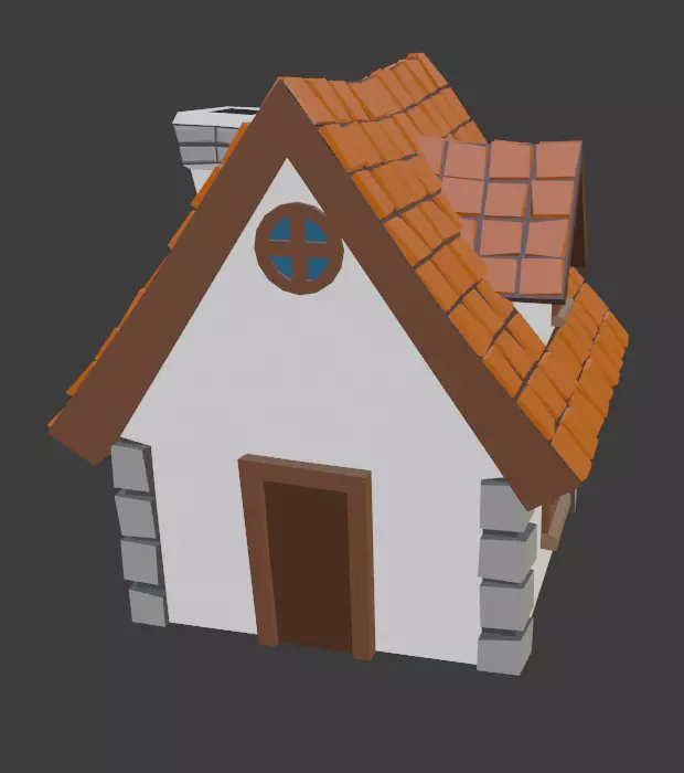 Tiny Cottage Low-poly 3D model_0