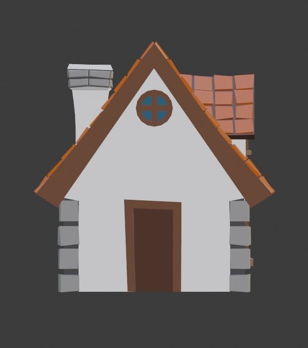 Tiny Cottage Low-poly 3D model_1