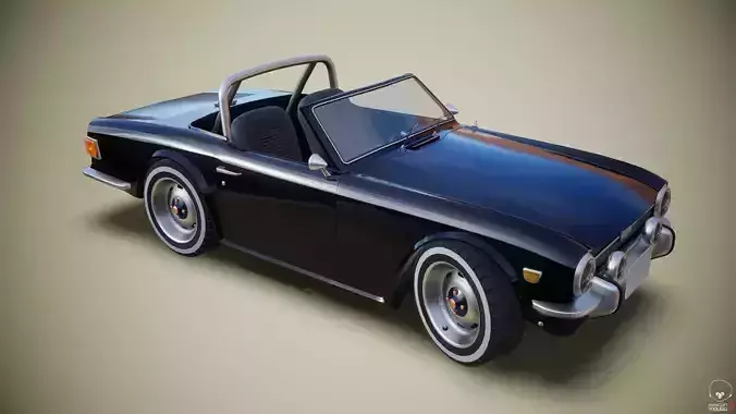 Gameready british retro sports car Low-poly 3D model