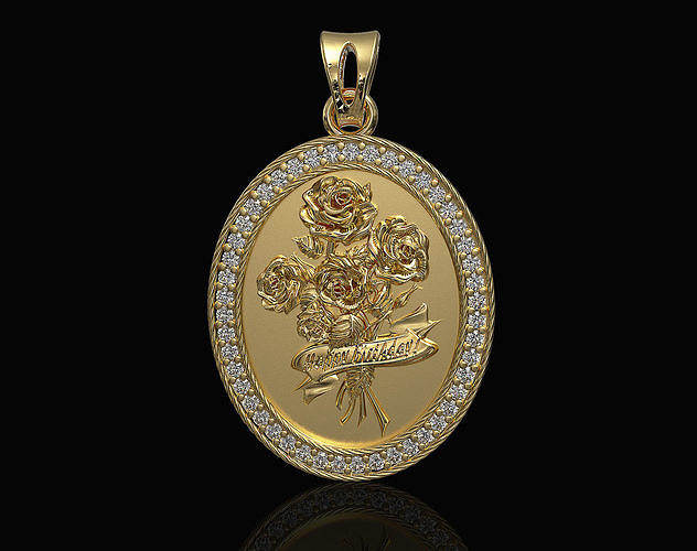 Birthday Bouquet of Roses Pendant 3D print model