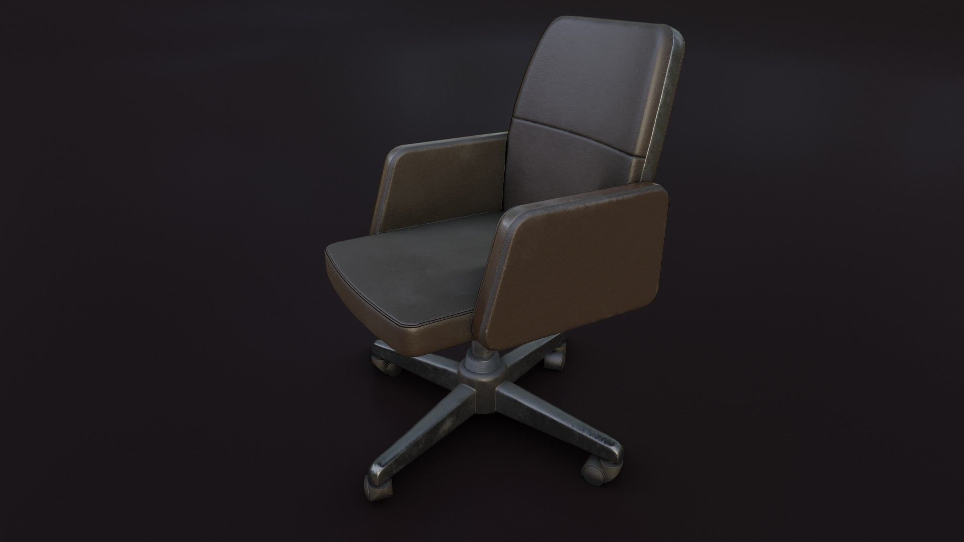 Old Office Chair 2 Low-poly 3D model_9