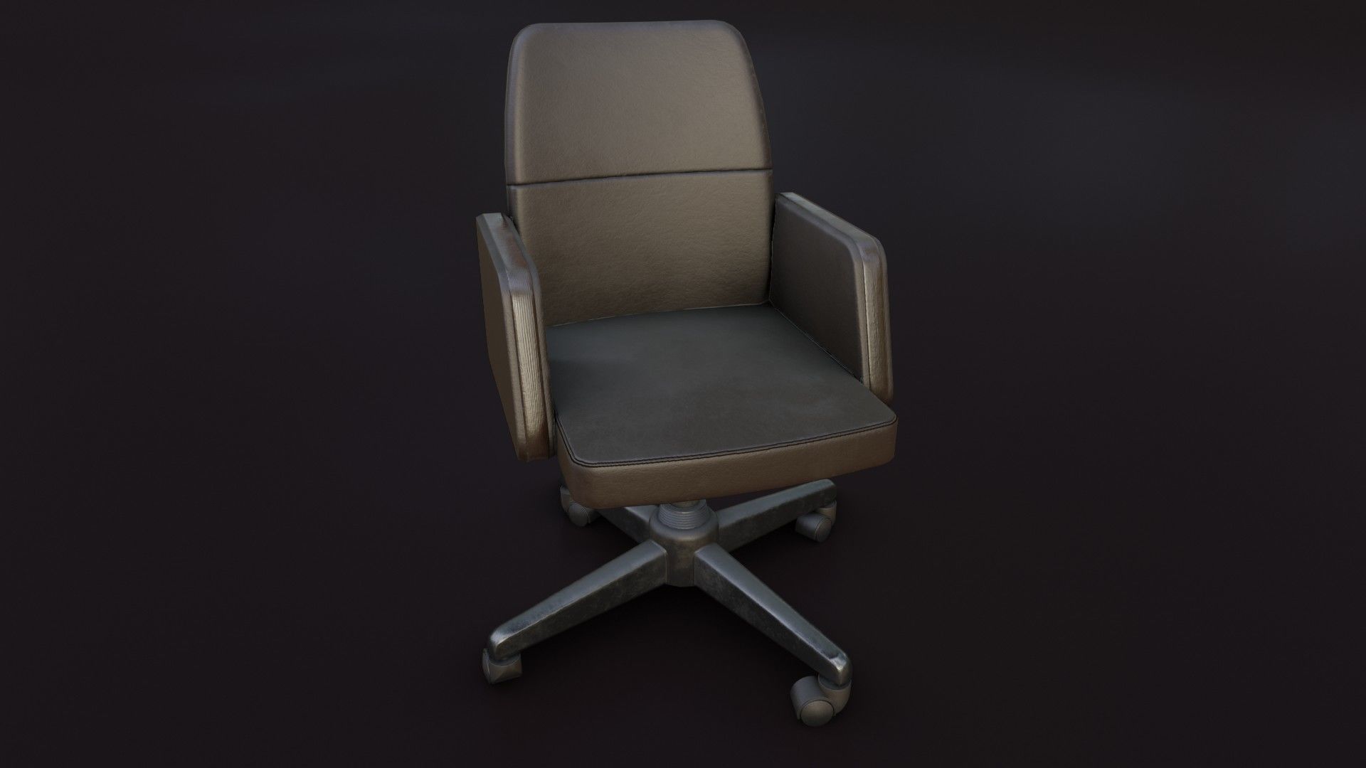 Old Office Chair 2 Low-poly 3D model_2
