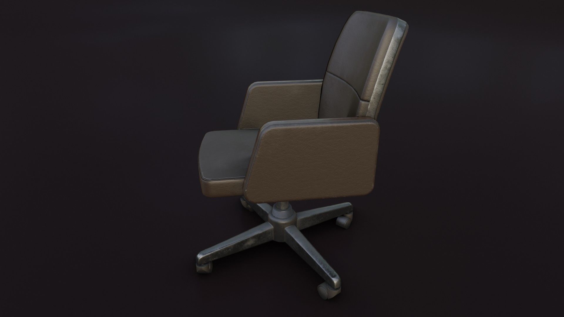 Old Office Chair 2 Low-poly 3D model_11