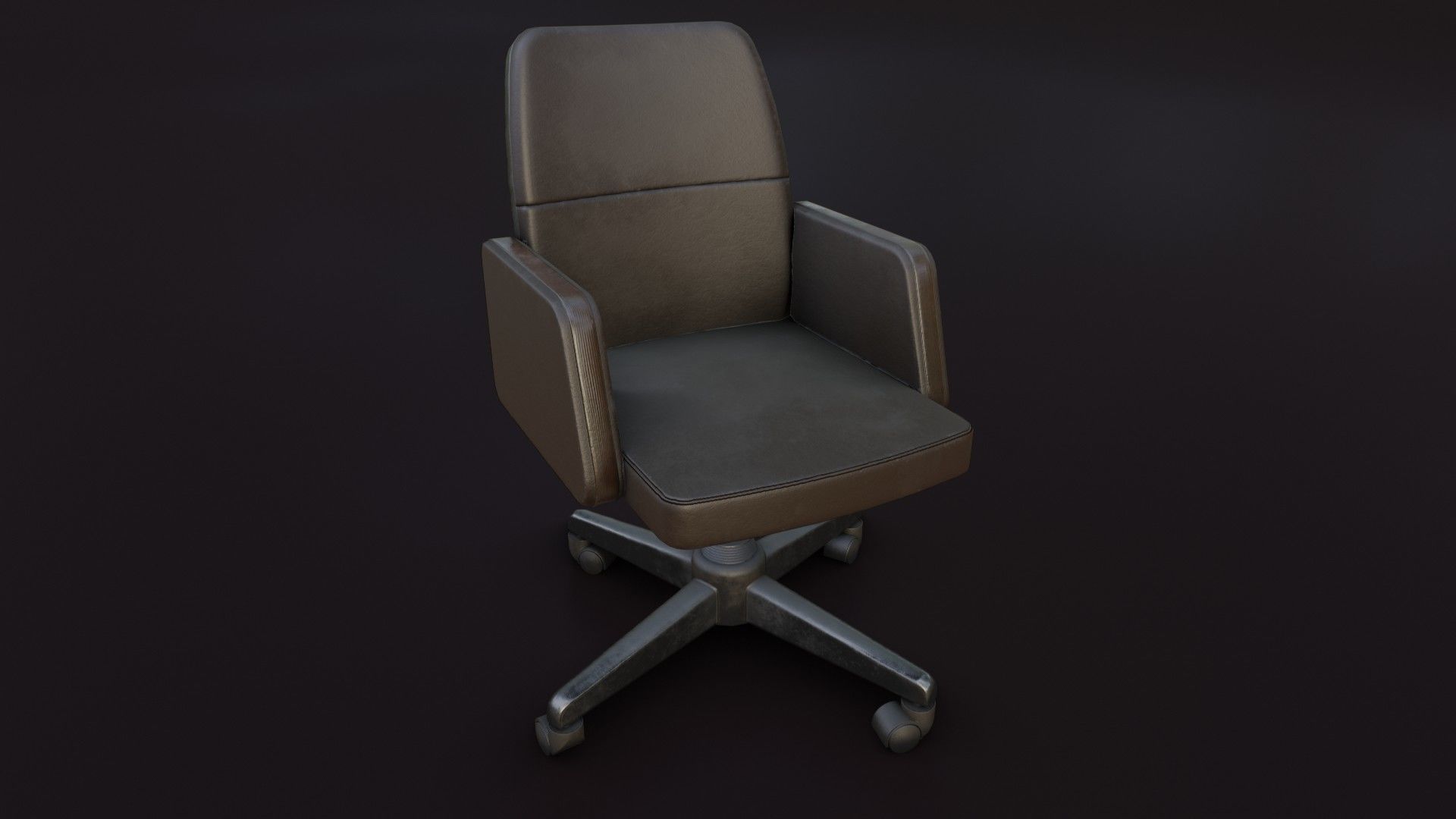 Old Office Chair 2 Low-poly 3D model_1