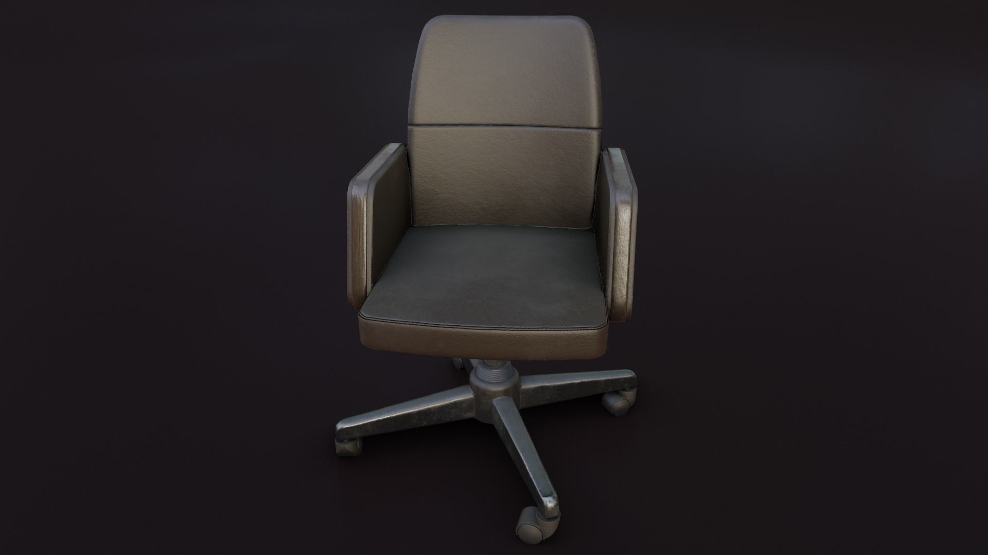 Old Office Chair 2 Low-poly 3D model_4