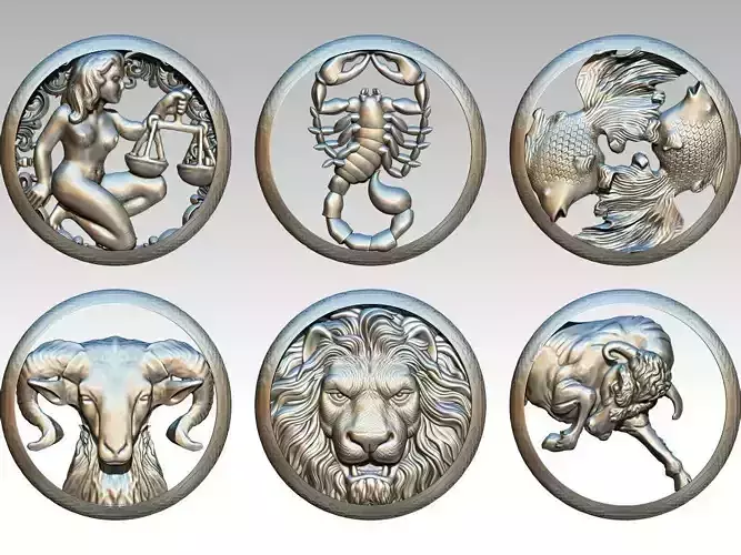 Lot of 6pcs zodiac models 3D print model
