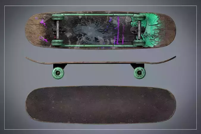 Skateboard PBR Game-ready with paint