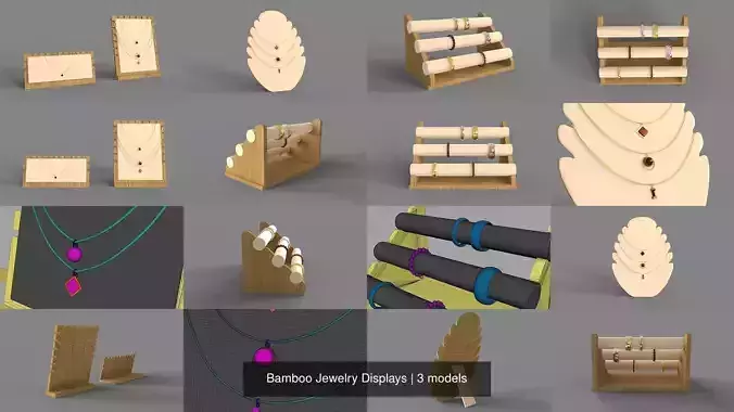 Bamboo Jewelry Displays 3D Model Collection